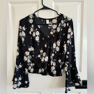 HM Black Floral Long Sleeve Top